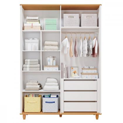 Imagem de Quarto de Infantil Completo Guarda Roupa 4 Portas e Cômoda 4 Gavetas 100 MDF Lívia Permobili