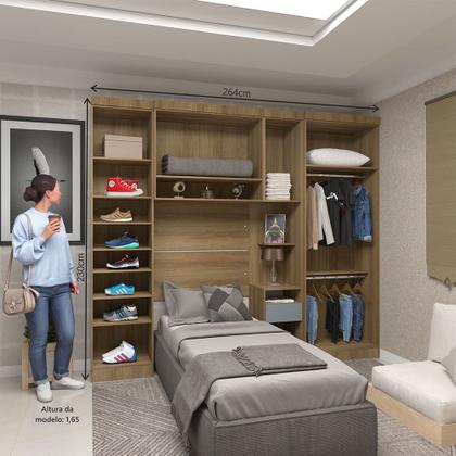 Imagem de Quarto de Solteiro com Guarda Roupas e Mesa de Cabeceira Paris Luciane Móveis