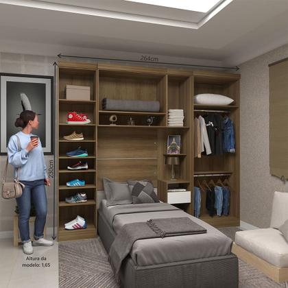 Imagem de Quarto de Solteiro com Guarda Roupas e Mesa de Cabeceira Paris Luciane Móveis