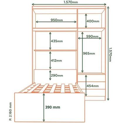 Imagem de Quarto De Solteiro Guarda-roupa Armário 4 Portas Com Cama Sem Colchão Branco - Móveis Leartam
