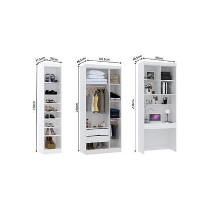 Imagem de Quarto Home Office com Guarda Roupas e Bancada de Estudos Alpes Luciane Móveis