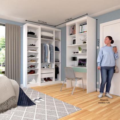 Imagem de Quarto Home Office com Guarda Roupas e Bancada de Estudos Alpes Luciane Móveis