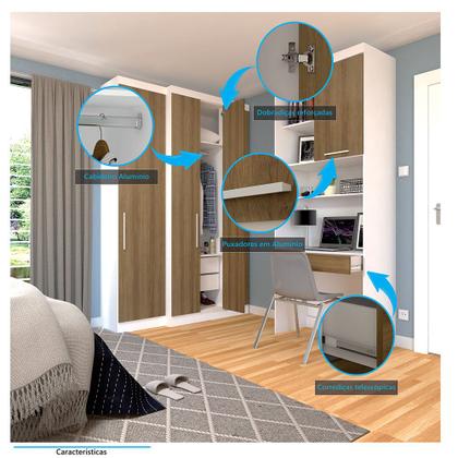 Imagem de Quarto Home Office com Guarda Roupas e Bancada de Estudos Alpes Luciane Móveis