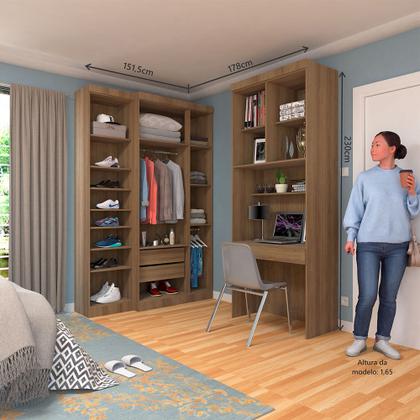 Imagem de Quarto Home Office com Guarda Roupas e Bancada de Estudos Paris Luciane Móveis