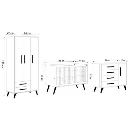 Imagem de Quarto Infantil 3 Peças Com Berço Q Encanto Retrô Rosa - Qmovi