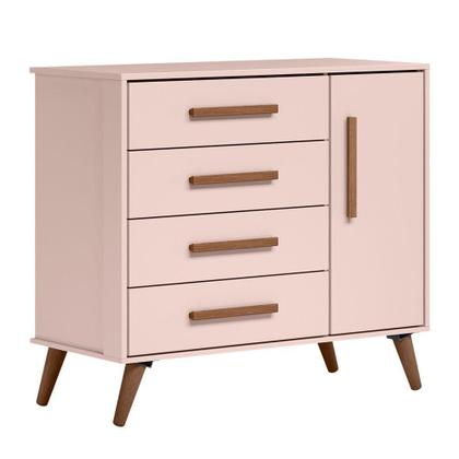 Imagem de Quarto Infantil 3 Peças Com Berço Q Encanto Retrô Rosa - Qmovi