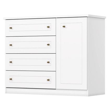 Imagem de Quarto Infantil 4 Portas Americano com Berço Tutto New Ambiente Branco Fosco e Colchão Gazin - Matic