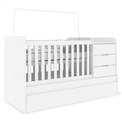 Imagem de Quarto Infantil 6 Portas Americano com Berço Multifuncional Cleo Ambiente Branco Fosco - Henn