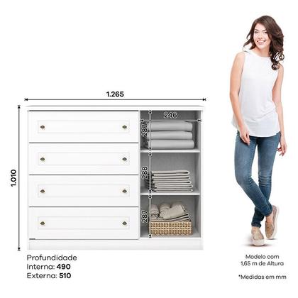 Imagem de Quarto Infantil 6 Portas Americano com Berço Multifuncional Cleo Ambiente Branco Fosco - Henn