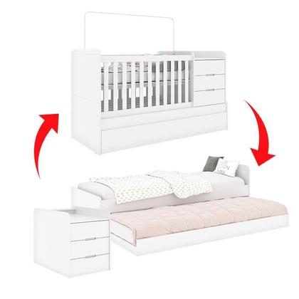 Imagem de Quarto Infantil 6 Portas Mississipi com Berço Multifuncional Cleo Branco Fosco - Henn