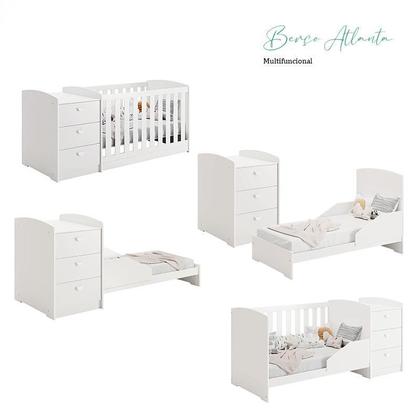 Imagem de Quarto Infantil Americano 6 Portas com Berço Multifuncional Atlanta Ambiente Branco Fosco e Colchão Gazin - Reller