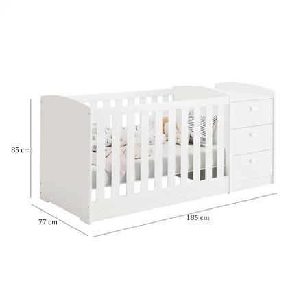 Imagem de Quarto Infantil Americano 6 Portas com Berço Multifuncional Atlanta Ambiente Branco Fosco e Colchão Gazin - Reller