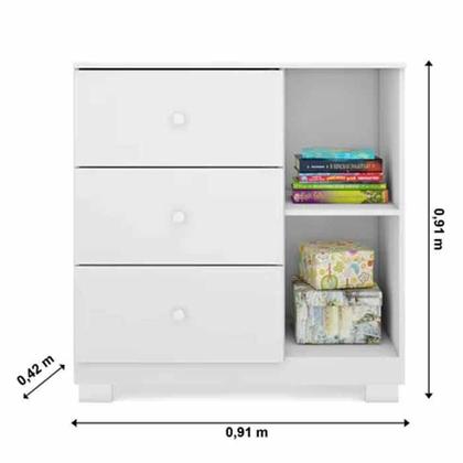 Imagem de Quarto Infantil Ane - Roupeiro 4 Portas + 3 Gavetas e Cômoda c/ Porta + 3 Gavetas - Phoenix Baby