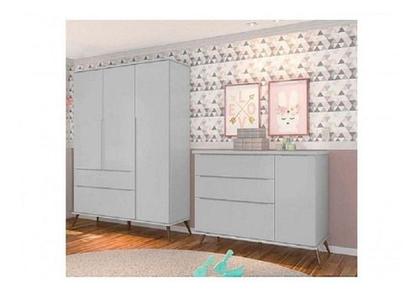 Imagem de Quarto Infantil Bebê Com Cômoda Guarda Roupa Pés Retro