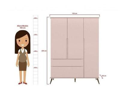 Imagem de Quarto Infantil Bebê Com Cômoda + Guarda Roupa Retro