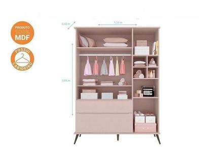 Imagem de Quarto Infantil Bebê Com Cômoda + Guarda Roupa Retro