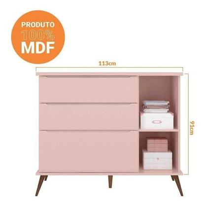 Imagem de Quarto Infantil Bebê Com Cômoda + Guarda Roupa Retro