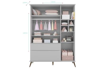 Imagem de Quarto Infantil Bebê Rêtro Ana Vitória 3 Peças Cinza 100% MDF