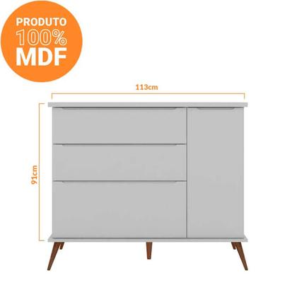 Imagem de Quarto Infantil Bebê Rêtro Ana Vitória 3 Peças Cinza 100% MDF