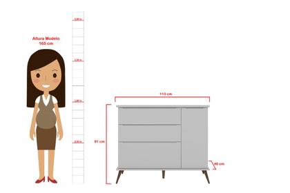 Imagem de Quarto Infantil Bebê Rêtro Ana Vitória 3 Peças Cinza 100% MDF