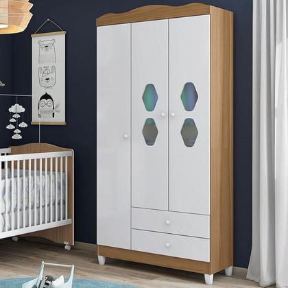 Imagem de Quarto Infantil Berço, Cômoda e Guarda Roupa Lolly 3 Portas Branco / Almendra