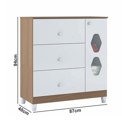 Imagem de Quarto Infantil Berço, Cômoda e Guarda Roupa Lolly 3 Portas Branco / Almendra