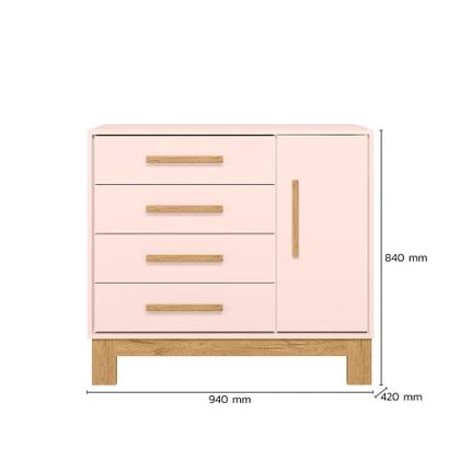 Imagem de Quarto Infantil Berço Mini Cama e Cômoda Sapateira Slim Rosa