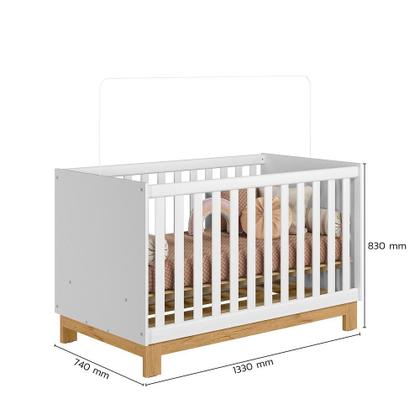 Imagem de Quarto Infantil Berço Mini Cama Slim e Cômoda C/Nicho Branco