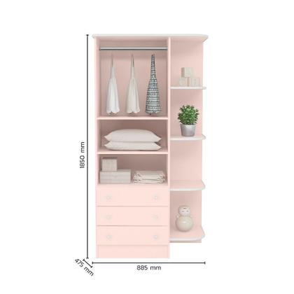 Imagem de Quarto Infantil Berço Reto e Guarda Roupa Rosa