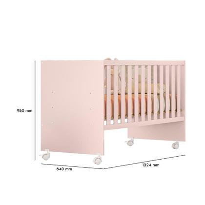 Imagem de Quarto Infantil Berço Reto e Guarda Roupa Rosa