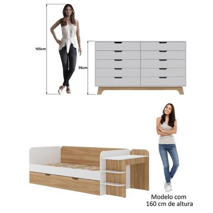 Imagem de Quarto Infantil Cama de Solteiro 3 em 1 e Cômoda 10 Gavetas em Mdf Premium Helena e Alice