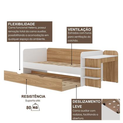 Imagem de Quarto Infantil Cama de Solteiro 3 em 1 e Cômoda 10 Gavetas em Mdf Premium Helena e Alice