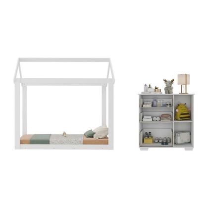 Imagem de Quarto Infantil Cama Montessoriana/colchão/cômoda Algodão Doce Multimóveis Mx4278 Branco