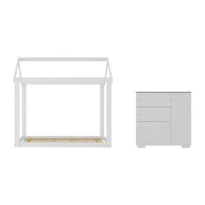 Imagem de Quarto Infantil Cama Montessoriana/colchão/cômoda Algodão Doce Multimóveis Mx4278 Branco