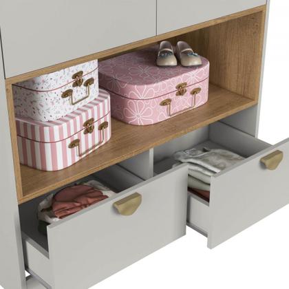 Imagem de Quarto Infantil Cama Solteiro Montessoriana Led Cômoda Guarda roupa CJ076 Lille Art In Móveis