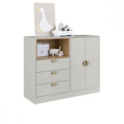 Imagem de Quarto Infantil Cama Solteiro Montessoriana Led Cômoda Guarda roupa CJ076 Lille Art In Móveis