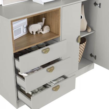 Imagem de Quarto Infantil Cama Solteiro Montessoriana Led Cômoda Guarda roupa CJ076 Lille Art In Móveis