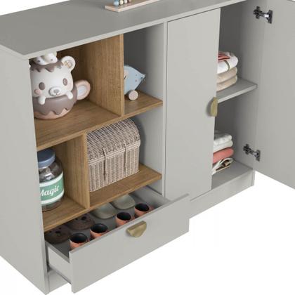 Imagem de Quarto Infantil Cama Solteiro Montessoriana Led Cômoda Guarda Roupa CJ077 Lille Art In Móveis