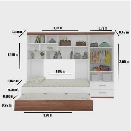 Imagem de Quarto Infantil Chiara Completo com Cama de Solteiro, Cama Auxiliar
