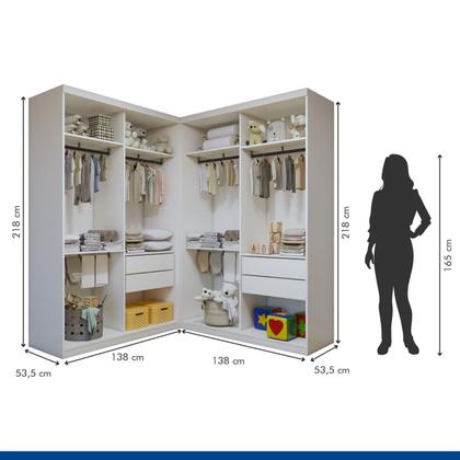 Imagem de Quarto Infantil Closet Modulado Premium 2 Módulos Seraphina 276cm com Cômoda 129,5cm 1 Porta 4 Gavetas Minastex