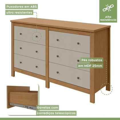 Imagem de Quarto Infantil com 2 Camas de Solteiro Loop e 1 Mesa de Cabeceira Maggiore Amêndoa Clean / Off White