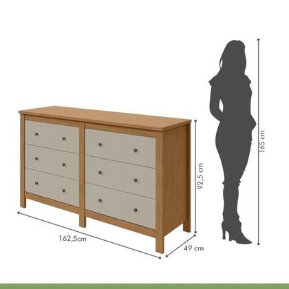 Imagem de Quarto Infantil com 2 Camas de Solteiro Loop e 1 Mesa de Cabeceira Maggiore Amêndoa Clean / Off White