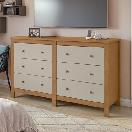 Imagem de Quarto Infantil com 2 Camas de Solteiro Loop e 1 Mesa de Cabeceira Maggiore Amêndoa Clean / Off White