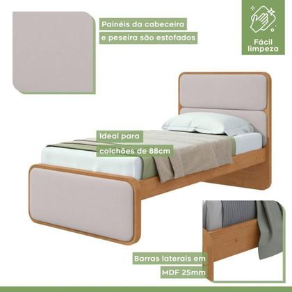 Imagem de Quarto Infantil com 2 Camas de Solteiro Loop e 1 Mesa de Cabeceira Maggiore Amêndoa Clean / Off White