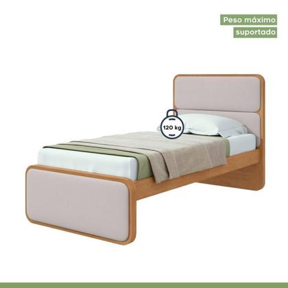 Imagem de Quarto Infantil com 2 Camas de Solteiro Loop e 1 Mesa de Cabeceira Maggiore Amêndoa Clean / Off White