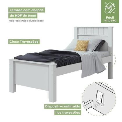 Imagem de Quarto Infantil com 2 Camas Solteiro Athenas Plus e Mesa de Cabeceira 3 Gavetas Maggiore New Branco