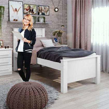 Imagem de Quarto Infantil com 2 Camas Solteiro Athenas Plus e Mesa de Cabeceira 3 Gavetas Maggiore New