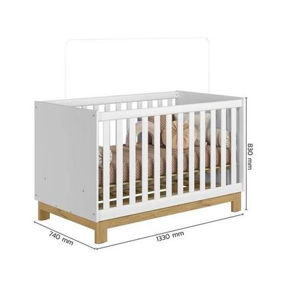 Imagem de Quarto Infantil Com Berço Americano 4315 e Guarda Roupa 4340 Q Encanto Slim Branco Acetinado  Qmovi