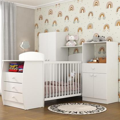 Imagem de Quarto Infantil com Berço-Cômoda Laura Multimóveis Branco
