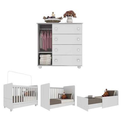 Imagem de Quarto Infantil Com Berço Cômoda Pimpolho Multimóveis Branco